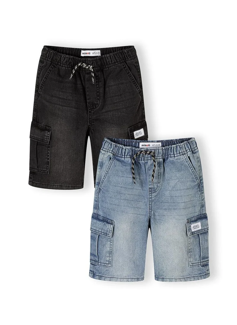 MINOTI Boys denim combat shorts 2-pack blue and black